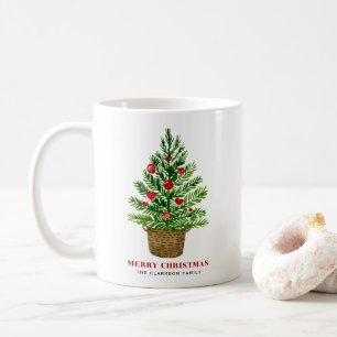 Christmas Tree on a Wicker Basket Merry Christmas Coffee Mug