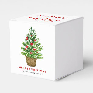 Christmas Tree on a Wicker Basket Merry Christmas Favour Box