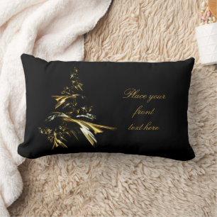 Christmas Tree on Black 001 Lumbar Cushion