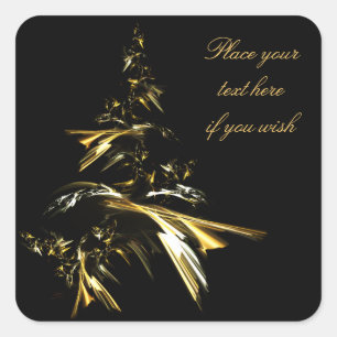 Christmas Tree on Black 001 Square Sticker