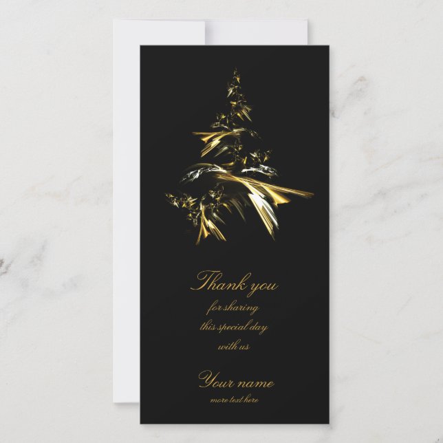 Christmas Tree on Black 001 Thank You Card (Front)