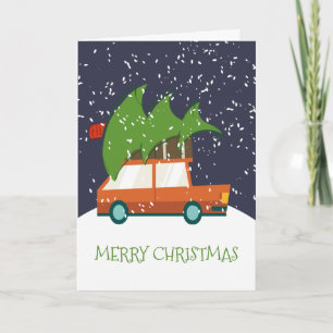 Christmas Tree on Car Holiday Card