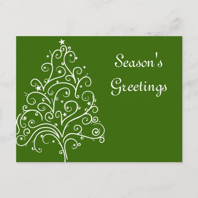 Christmas Tree on Green Business Seasons Greetings Holiday Postcard (Front)