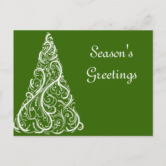 Christmas Tree on Green Business Seasons Greetings Postcard (Front)