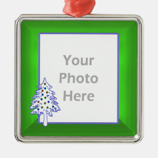 Christmas Tree on Green Photo Metal Tree Decoration