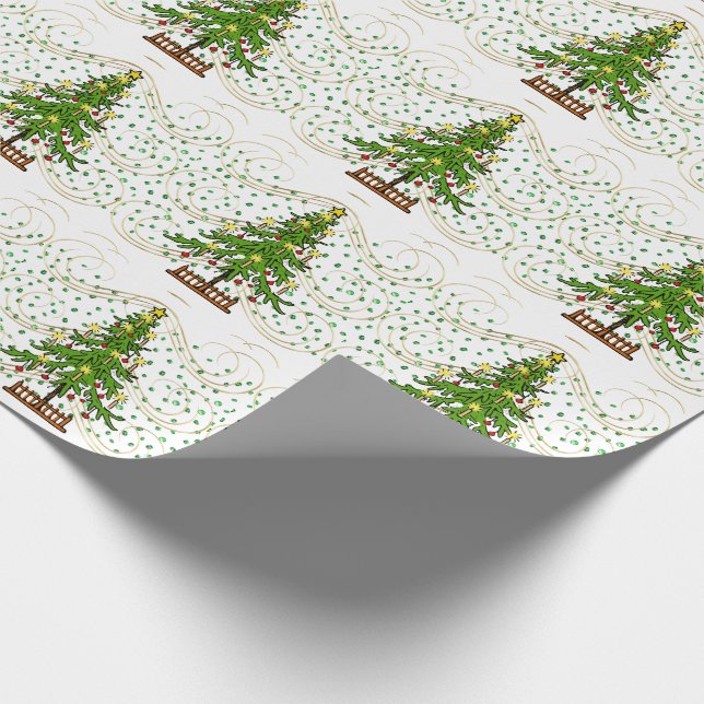 Christmas Tree on Green Stones Wrapping Paper (Corner)