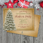 Christmas Tree on Parchment Elegant Party Invitation<br><div class="desc">This elegant design features a snowy Christmas tree with white lights on a faux kraft/parchment paper background. Click the customise button for more flexibility in modifying the text and the graphics! Variations of this design as well as coordinating products are available in our shop, zazzle.com/store/doodlelulu. Contact us if you need...</div>