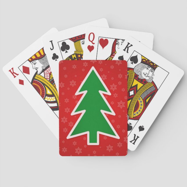 Christmas Tree on Red background Playing Cards (Back)