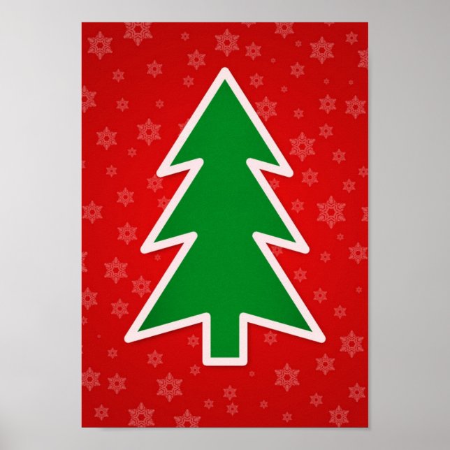 Christmas Tree on Red background Poster (Front)