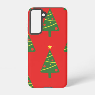 Christmas Tree on Red Background Samsung Galaxy Case