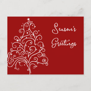 Christmas Tree on Red Business Seasons Greetings Postcard