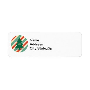 Christmas Tree on Red & Green Striped Background