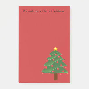 Christmas Tree on Red Personalised Post It Note