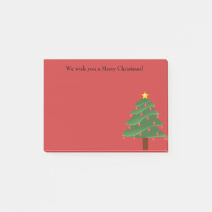 Christmas Tree on Red Personalised Post It Note