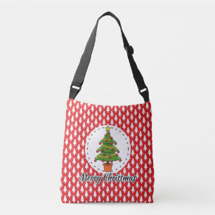 Christmas Tree on Red Pines Pattern - Merry Xmas Crossbody Bag