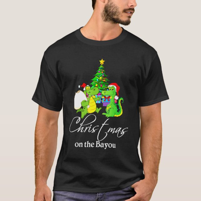 Christmas Tree On The Bayou Cajun Christmas Pajama T-Shirt (Front)