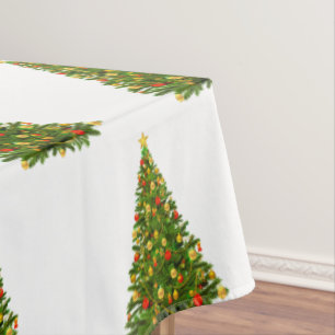 Christmas Tree on White Tablecloth