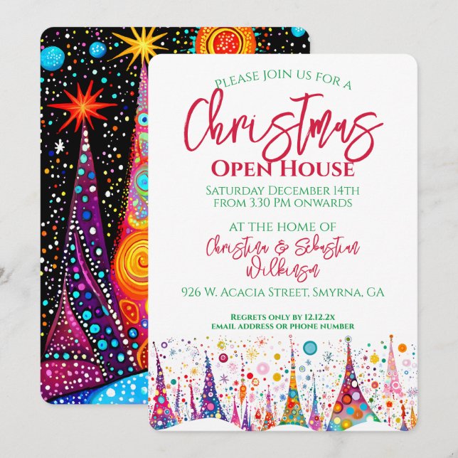 Christmas Tree Open House Invitation (Front/Back)