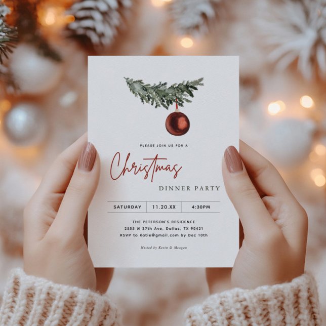 Christmas Tree Ornament Christmas Dinner Party  Invitation (Creator Uploaded)