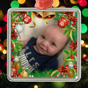 Christmas Tree Ornament Cute Baby Photo Template