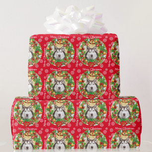 Christmas Tree Ornament Dog Pet Cat Photo Template Wrapping Paper