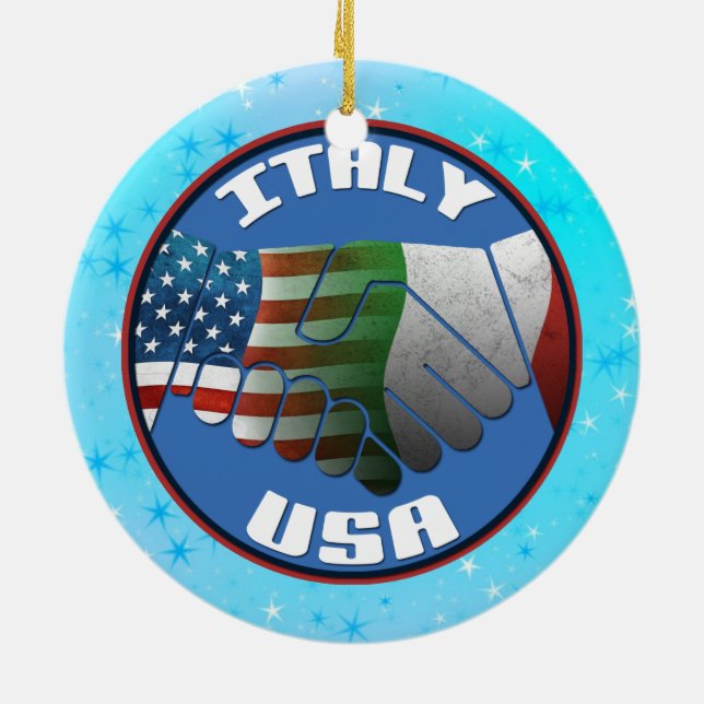 Christmas Tree Ornament Italy USA Flags (Back)