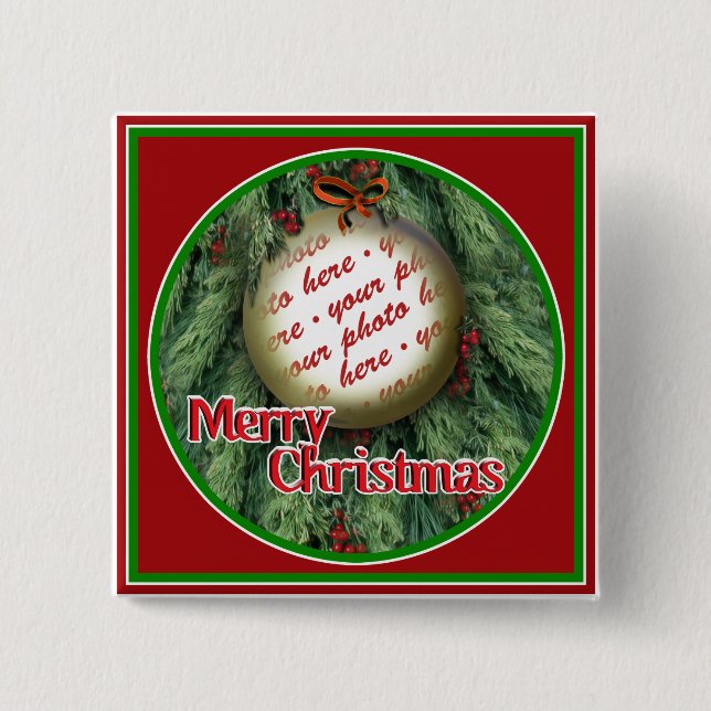 Christmas Tree Ornament Photo Frame 15 Cm Square Badge (Front)