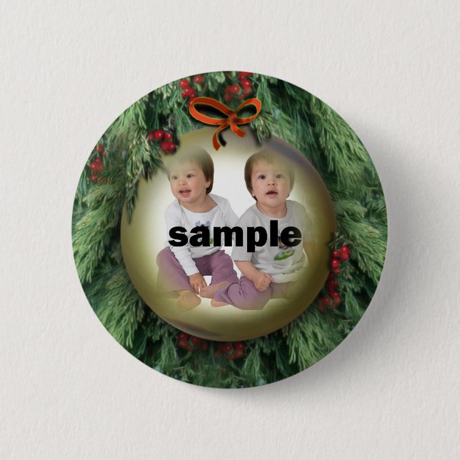 Christmas Tree Ornament Photo Frame 6 Cm Round Badge (Front)
