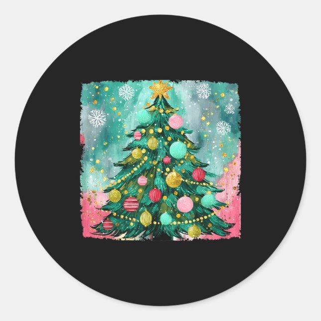 Christmas Tree Ornaments Holiday Xmas Lights Men W Classic Round Sticker (Front)