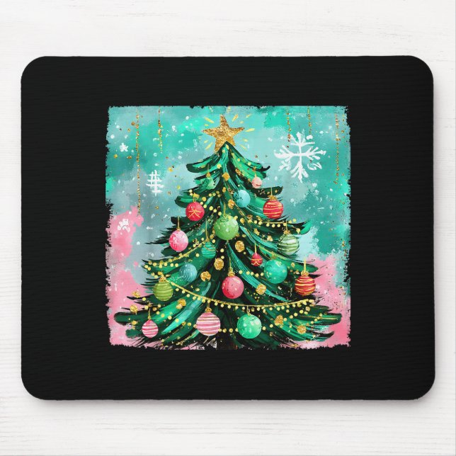 Christmas Tree Ornaments Holiday Xmas Lights Men W Mouse Mat (Front)