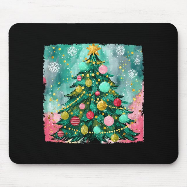 Christmas Tree Ornaments Holiday Xmas Lights Men W Mouse Mat (Front)