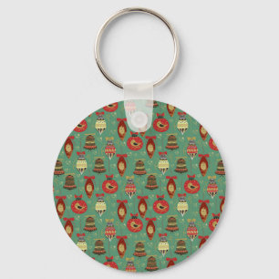 Christmas Tree Ornaments Pattern Key Ring