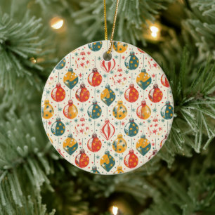 Christmas Tree Ornaments Vintage All Over Print