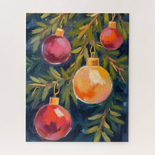Christmas Tree Ornaments Watercolor Jigsaw Puzzle