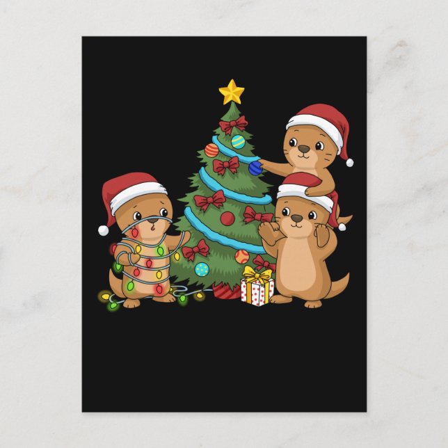 Christmas Tree Otter Kids Christmas Gift Sea Otter Postcard (Front)