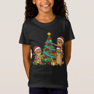 Christmas Tree Otter Kids Christmas Gift Sea Otter T-Shirt