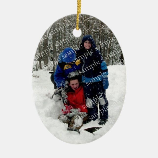 Christmas Tree Oval Photo Template Ornament (Front)