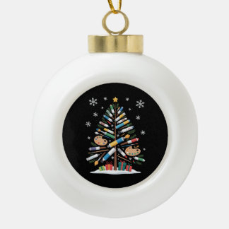 Christmas Tree Paintbrush Palette Artist Xmas Ceramic Ball Christmas Ornament
