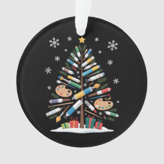 Christmas Tree Paintbrush Palette Artist Xmas Ornament