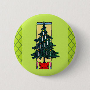 Christmas Tree Painting 6 Cm Round Badge