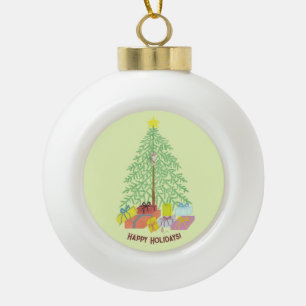 Christmas Tree Pale Green Ceramic Ball Christmas Ornament