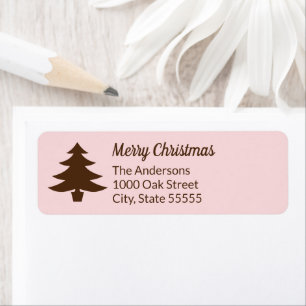 Christmas Tree Pale Pink and Brown Return Address