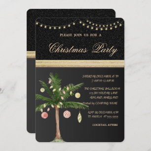Christmas Tree Palm,Black,Christmas Party Invitation