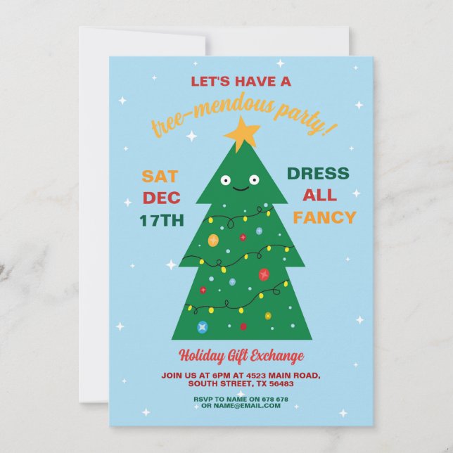 Christmas Tree Party Gift Exchange Holidays Invitation (Front)