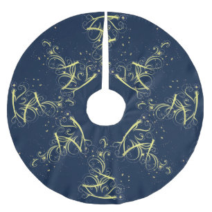 Christmas Tree Party Gold Stars Navy Blue Holidays Brushed Polyester Tree Skirt