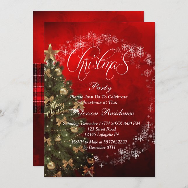 Christmas Tree Party Invitation (Front/Back)