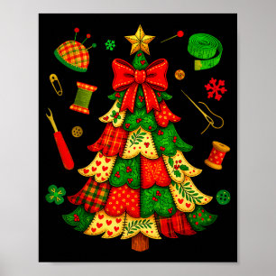Christmas Tree Patchwork Quilting Quilter Sewing L Poster