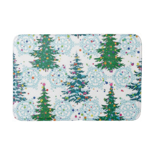 Christmas tree pattern bath mat