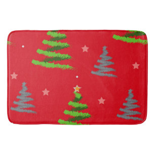 Christmas tree pattern bath mat