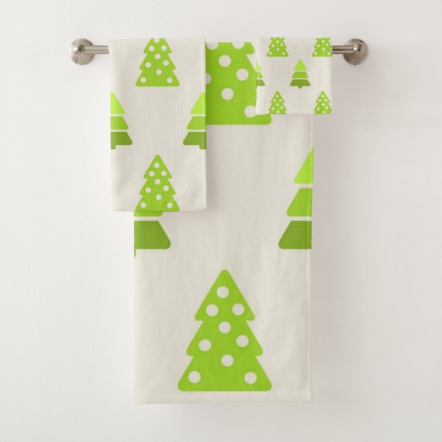Christmas tree pattern bath towel set (Insitu)